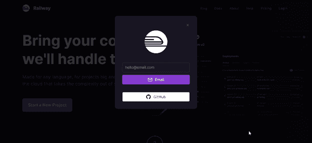 Login to railway.app